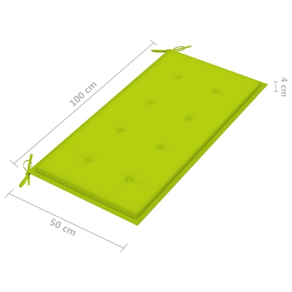 Dārza sols ar spilgti zaļu matraci vidaXL, 112 cm cena un informācija | Dārza soli | 220.lv