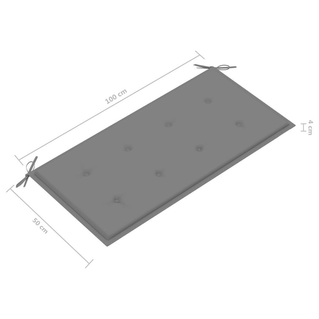 Dārza sols ar pelēku matraci vidaXL, 112 cm cena un informācija | Dārza soli | 220.lv