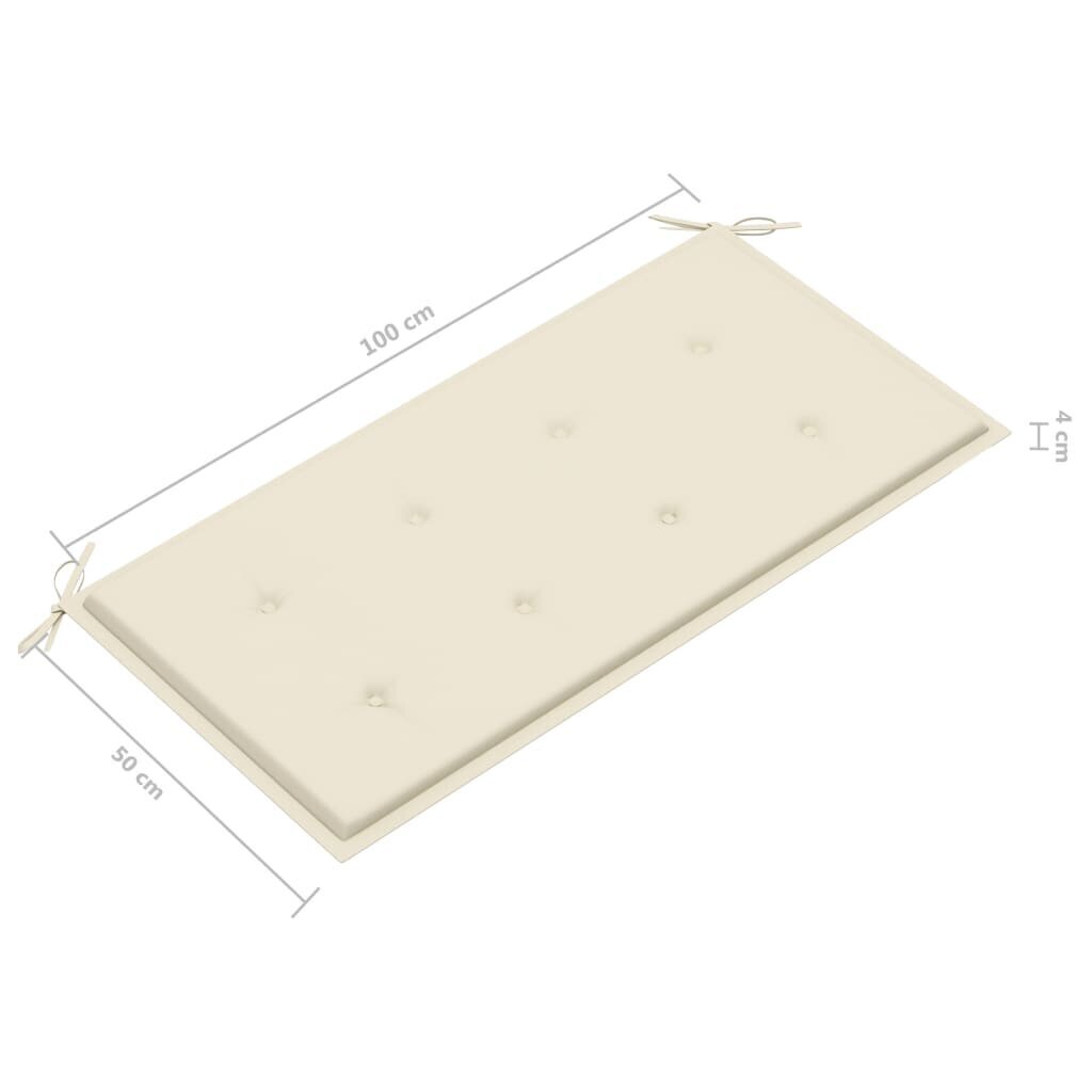 Dārza sols ar krēmkrāsas matraci vidaXL, 112 cm cena un informācija | Dārza soli | 220.lv