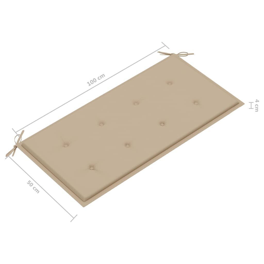Dārza sols ar bēšu matraci vidaXL, 112 cm цена и информация | Dārza soli | 220.lv