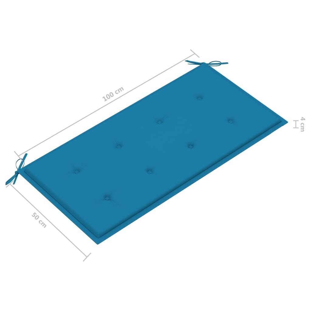 Dārza sols ar zilu matraci vidaXL, 112 cm cena un informācija | Dārza soli | 220.lv