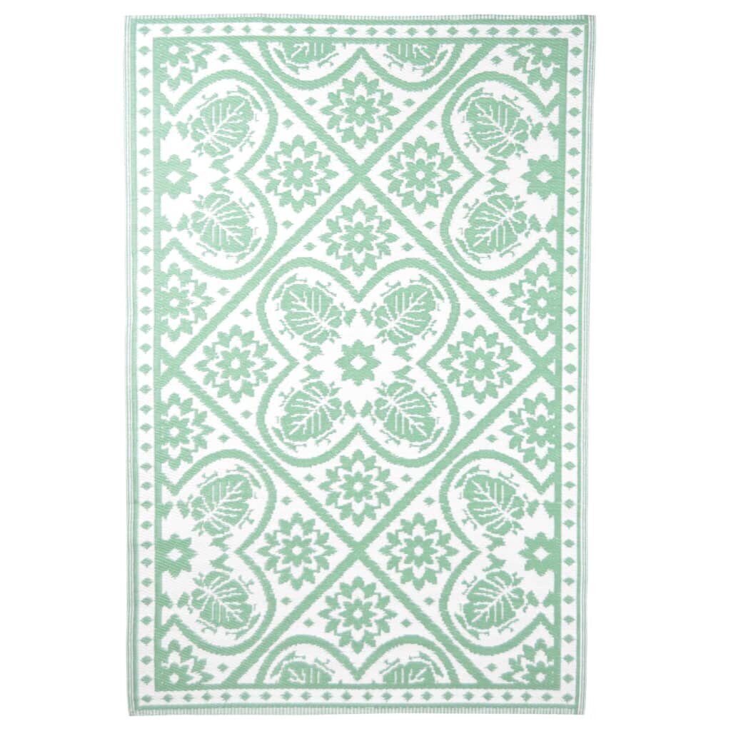 Esschert Design āra paklājs, 182x122 cm, zaļš un balts cena un informācija | Paklāji | 220.lv