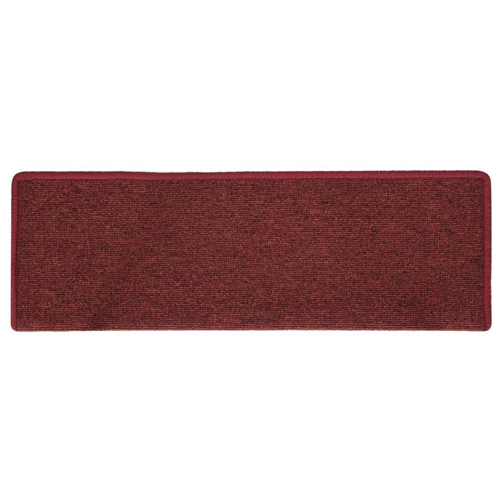 vidaXL kāpņu paklāji, 15 gab., 65x25 cm, matēti sarkani цена и информация | Paklāji | 220.lv
