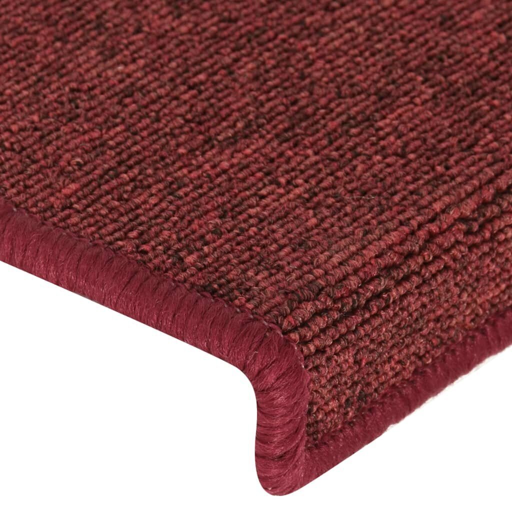 vidaXL kāpņu paklāji, 15 gab., 65x25 cm, matēti sarkani цена и информация | Paklāji | 220.lv