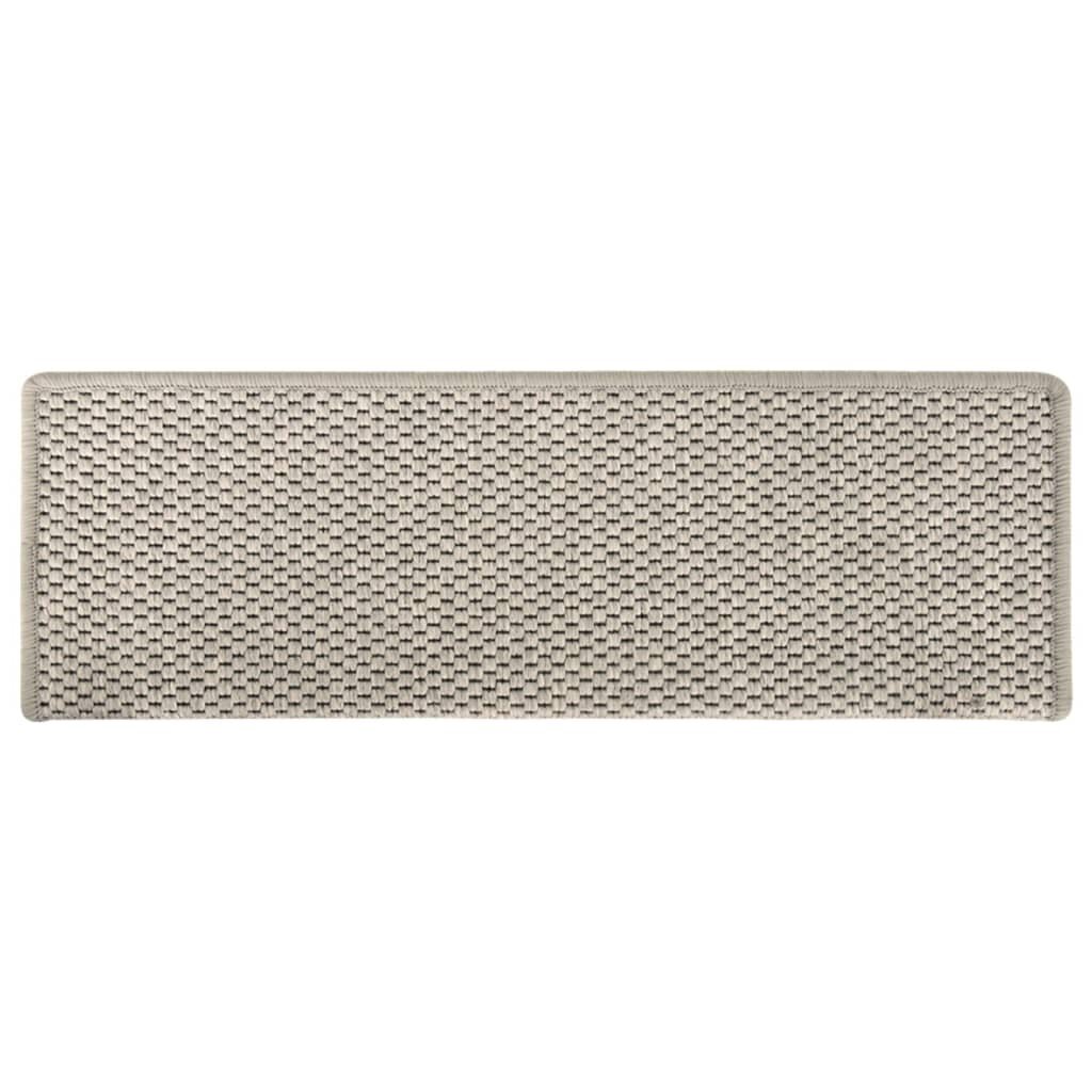 vidaXL kāpņu paklāji, 15 gab., 65x25 cm, sudraba krāsā cena un informācija | Paklāji | 220.lv