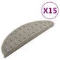 vidaXL kāpņu paklāji, 15 gab., pelēki, 56x20 cm cena un informācija | Paklāji | 220.lv