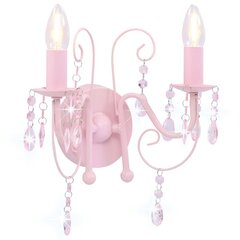 vidaXL sienas lampa ar pērlītēm, rozā, 2 x E14 spuldzes цена и информация | Настенные светильники | 220.lv