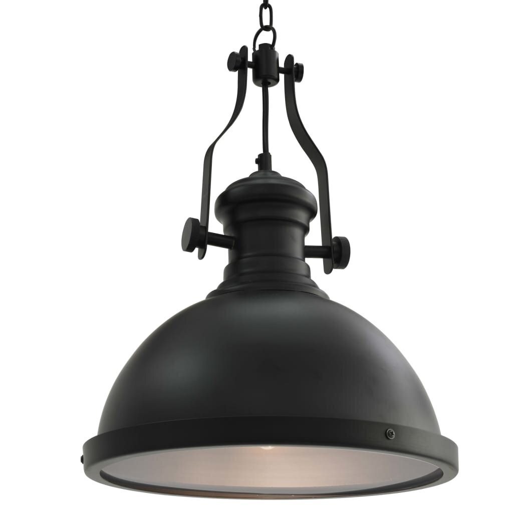 vidaXL griestu lampa, apaļa, E27, melna цена и информация | Piekaramās lampas | 220.lv