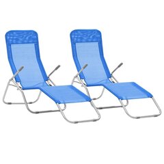 vidaXL saliekami sauļošanās krēsli, 2 gab., zils tekstilēns цена и информация | Шезлонги | 220.lv