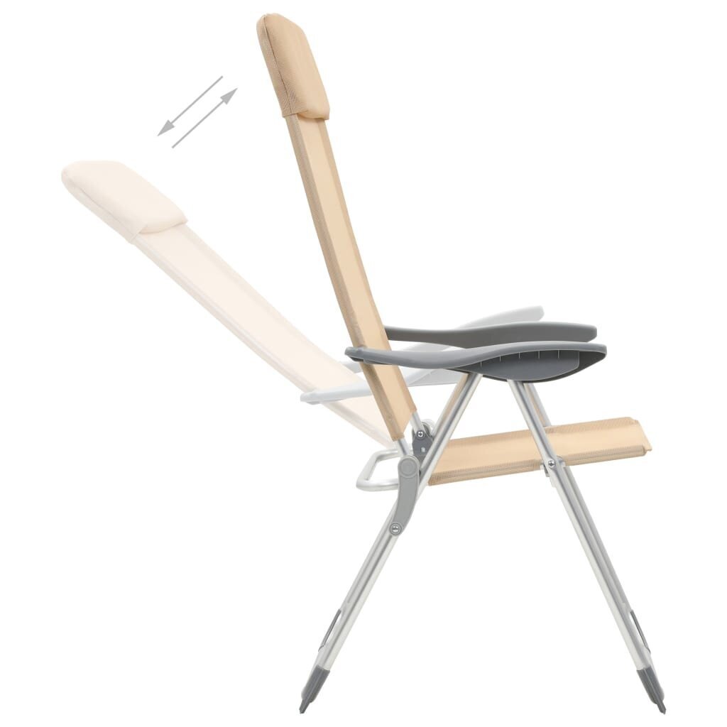 vidaXL kempinga krēsli, 2 gab., krēmkrāsā, alumīnijs, salokāmi cena un informācija |  Tūrisma mēbeles | 220.lv