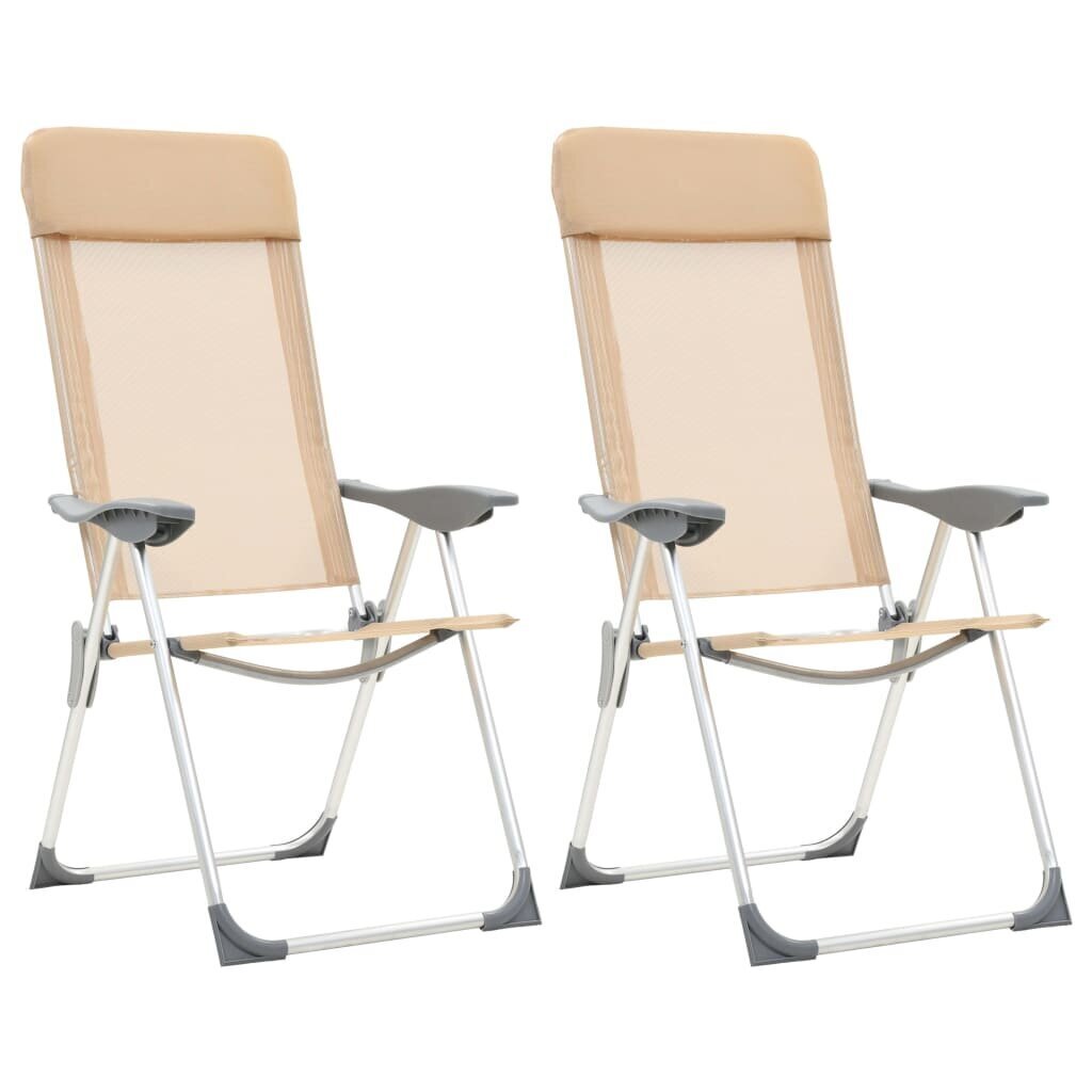 vidaXL kempinga krēsli, 2 gab., krēmkrāsā, alumīnijs, salokāmi cena un informācija |  Tūrisma mēbeles | 220.lv
