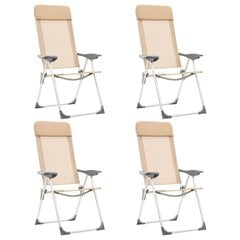 vidaXL kempinga krēsli, 4 gab., krēmkrāsā, alumīnijs, salokāmi цена и информация | Туристическая мебель | 220.lv