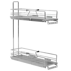 vidaXL izvelkami virtuves grozi, 2 līmeņi, sudraba krāsa, 47x15x54,5 cm cena un informācija | Virtuves piederumi | 220.lv