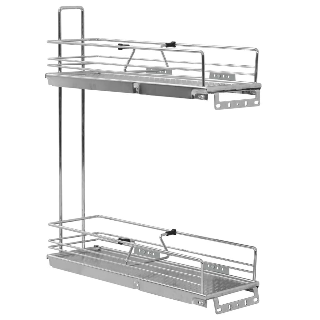 vidaXL izvelkami virtuves grozi, 2 līmeņi, sudraba krāsa, 47x15x54,5 cm cena un informācija | Virtuves piederumi | 220.lv