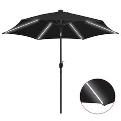 vidaXL saulessargs ar LED un alumīnija kātu, 300 cm, melns цена и информация | Зонты, маркизы, стойки | 220.lv