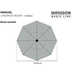 Madison saulessargs Lanzarote, 250 cm, apaļš, pelēkbrūns цена и информация | Зонты, маркизы, стойки | 220.lv