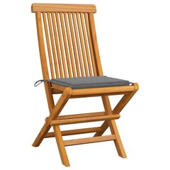 vidaXL dārza krēsli, pelēki matrači, 4 gab., masīvs tīkkoks cena un informācija | Dārza krēsli | 220.lv