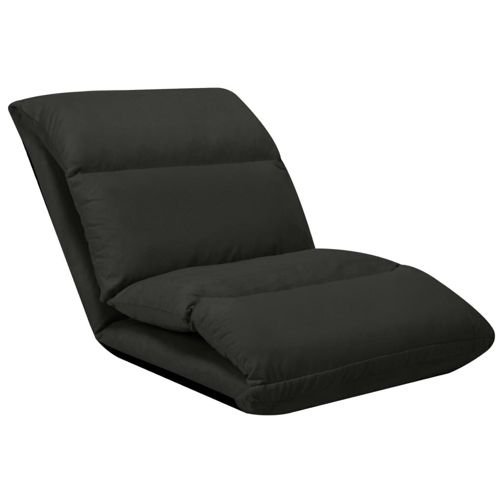 vidaXL salokāms grīdas krēsls, melna mikrošķiedra cena un informācija | Sauļošanās krēsli | 220.lv
