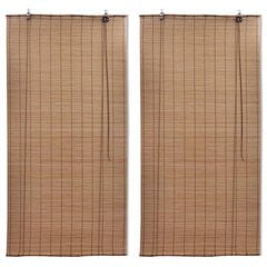 vidaXL ruļļu žalūzijas, 2 gab., brūns bambuss, 150x220 cm цена и информация | Рулонные шторы | 220.lv