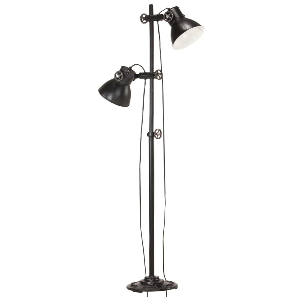 vidaXL grīdas lampa ar 2 abažūriem, melna, E27, čuguns цена и информация | Stāvlampas | 220.lv