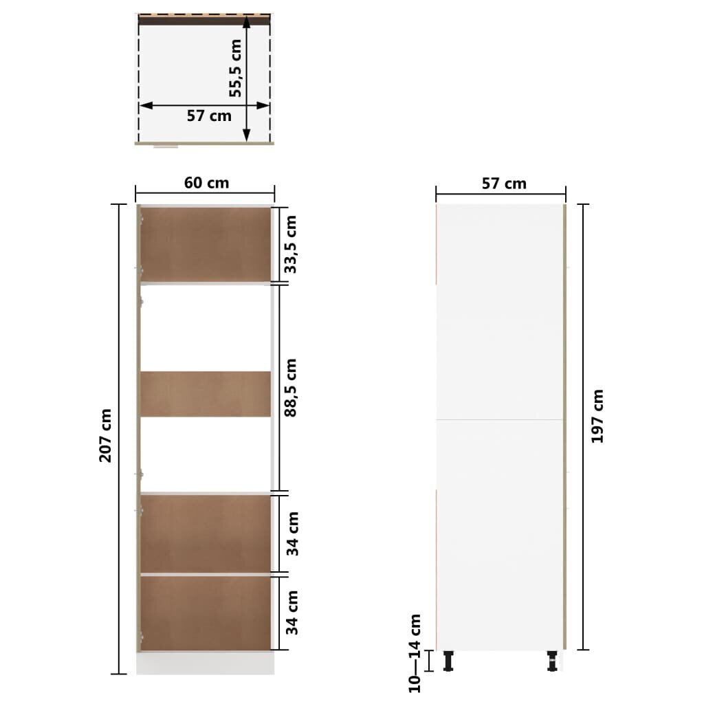 vidaXL ledusskapja skapis, ozolkoka krāsā, 60x57x207 cm cena un informācija | Virtuves skapīši | 220.lv