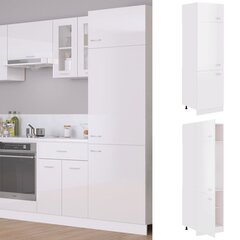 vidaXL ledusskapja skapis, spīdīgi balts, 60x57x207 cm, skaidu plāksne цена и информация | Кухонные шкафчики | 220.lv