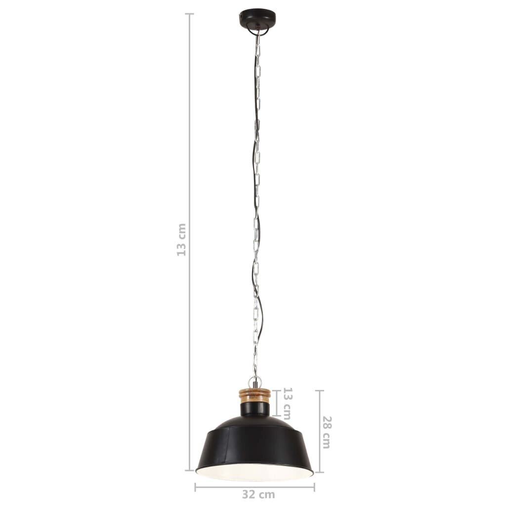vidaXL griestu lampa, industriāls dizains, melna, 32 cm, E27 cena un informācija | Piekaramās lampas | 220.lv
