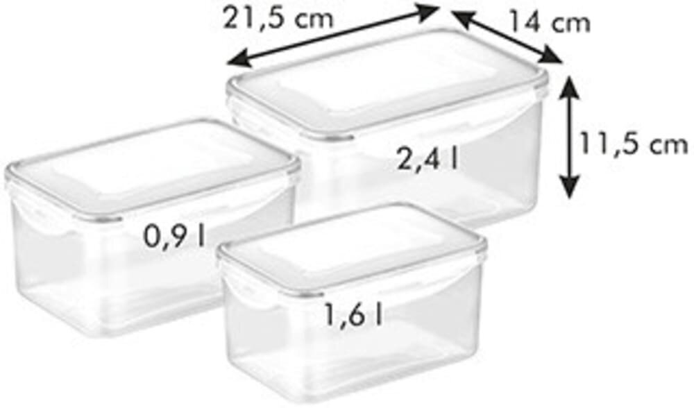 Tescoma Freshbox uzkodu kastīšu komplekts, 3 gab. цена и информация | Trauki pārtikas uzglabāšanai | 220.lv