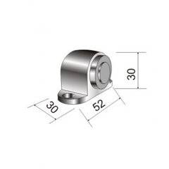 Pieskrūvējams durvju balsts, d-30x52x30mm, sudraba krāsa, Aspro cena un informācija | Durvju stopētāji un citi aksesuāri | 220.lv