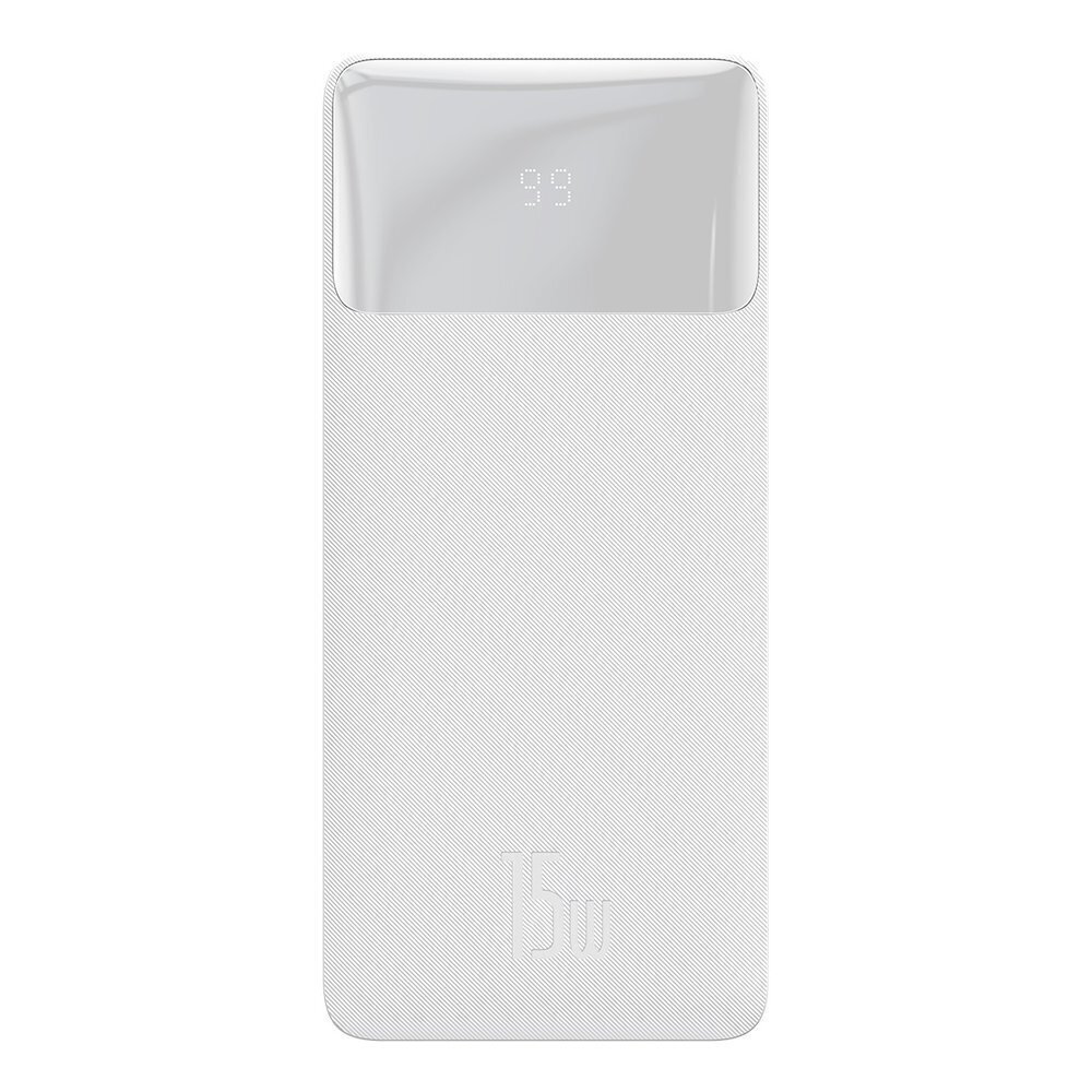 Baseus Power Bank 10000mAh Bipow - 2xUSB + C tips - 15W, balts cena un informācija | Lādētāji-akumulatori (Power bank) | 220.lv