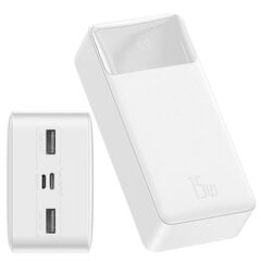 Baseus Power Bank 30000mAh Bipow - 2xUSB + C tips - PD 3.0 QC 3.0 15W, balts цена и информация | Зарядные устройства Power bank | 220.lv