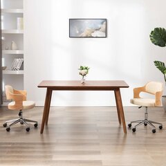 vidaXL grozāms virtuves krēsls, izliekts koks, krēmkrāsas mākslīgā āda cena un informācija | Virtuves un ēdamistabas krēsli | 220.lv