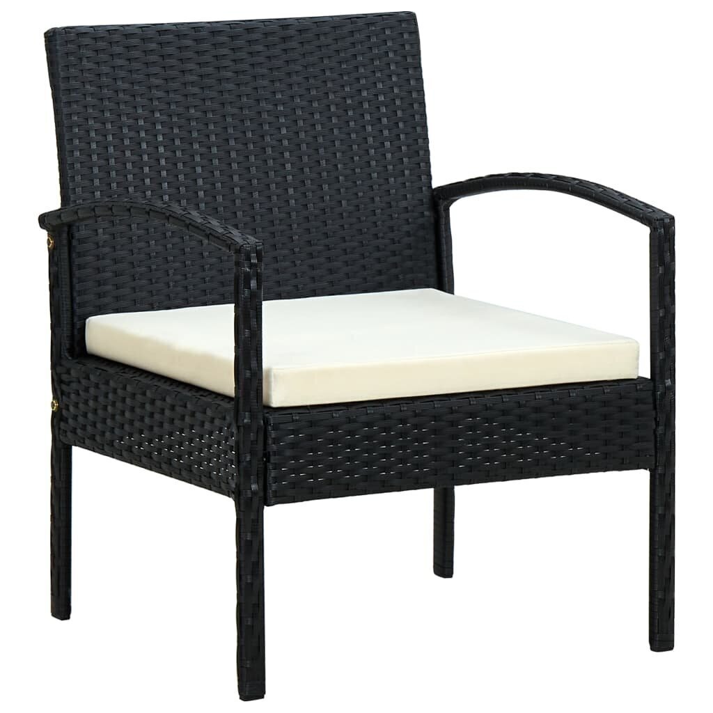 vidaXL dārza krēsls ar matraci, PE rotangpalma, melns цена и информация | Dārza krēsli | 220.lv