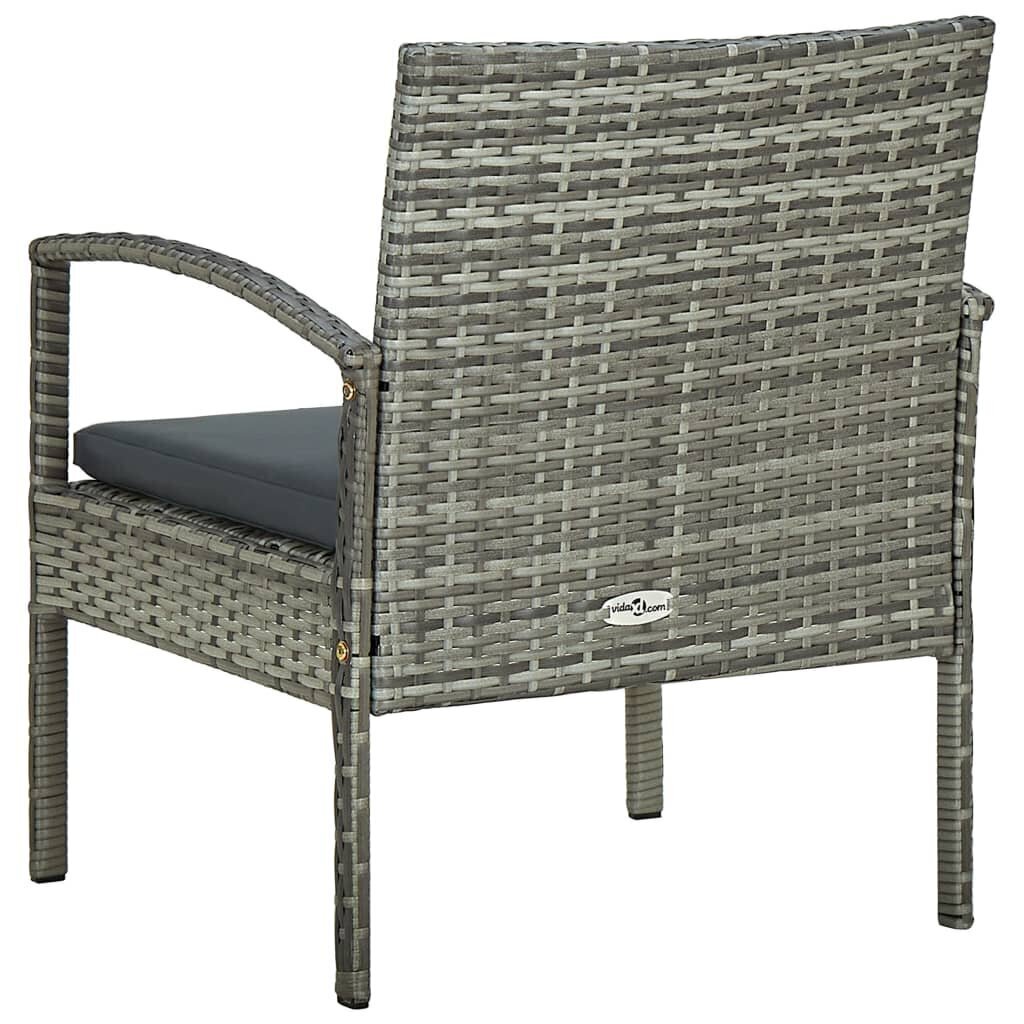 vidaXL dārza krēsls ar matraci, pelēka PE rotangpalma cena un informācija | Dārza krēsli | 220.lv