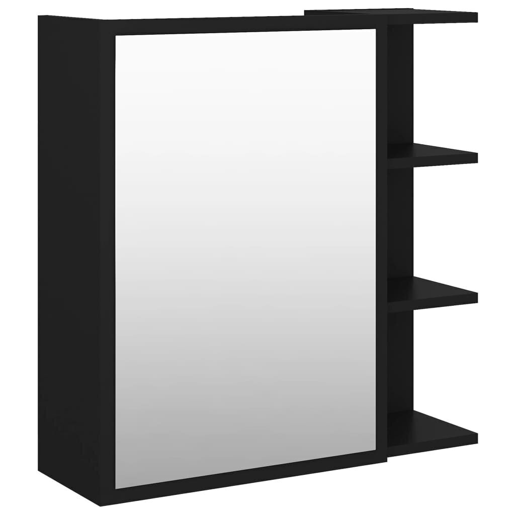 vidaXL vannasistabas spoguļskapītis, melns, 62,5x20,5x64 cm цена и информация | Vannas istabas skapīši | 220.lv