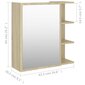 vidaXL vannasistabas spoguļskapītis, ozolkoka krāsa, 62,5x20,5x64 cm cena un informācija | Vannas istabas skapīši | 220.lv