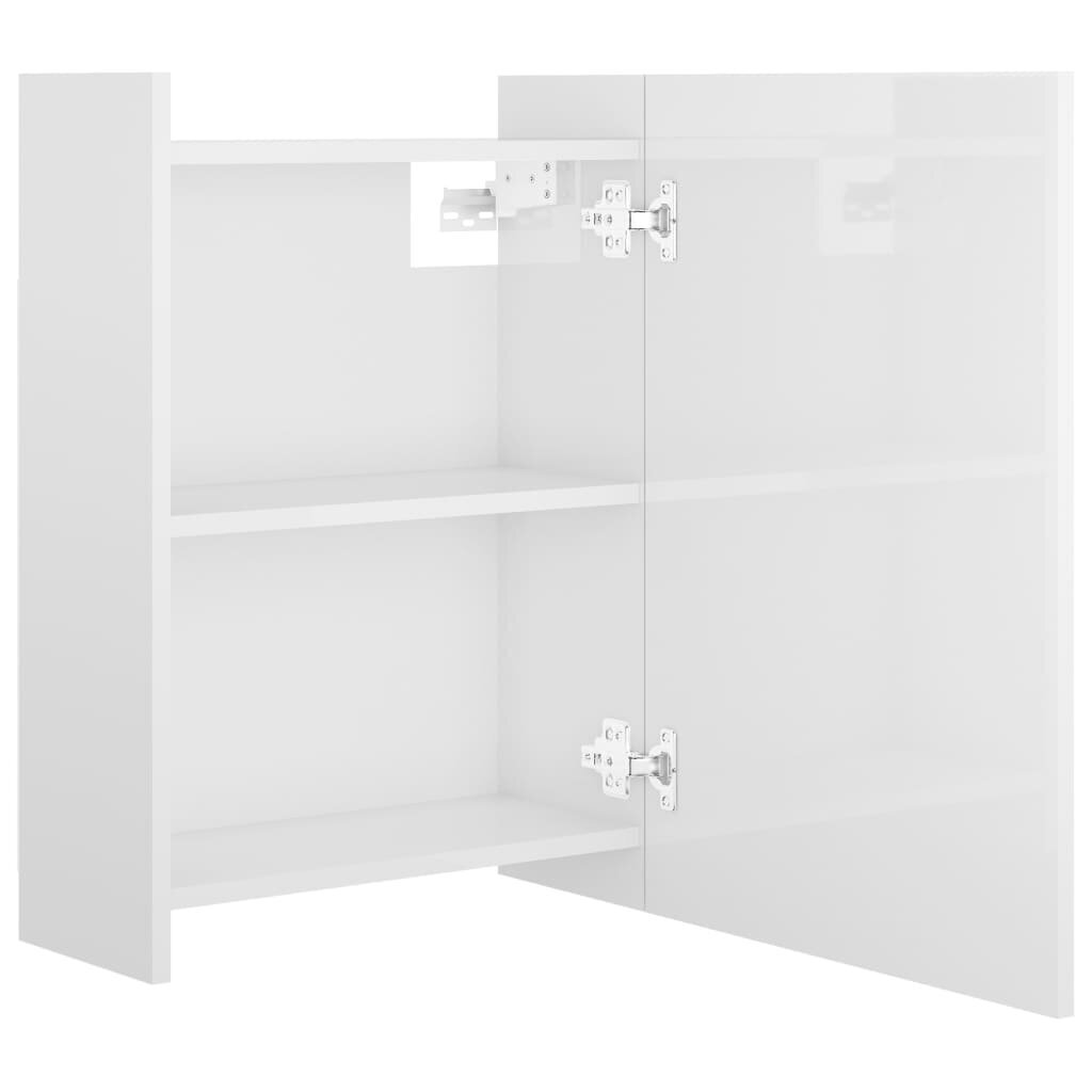 vidaXL vannasistabas spoguļskapītis, spīdīgi balts, 62,5x20,5x64 cm цена и информация | Vannas istabas skapīši | 220.lv