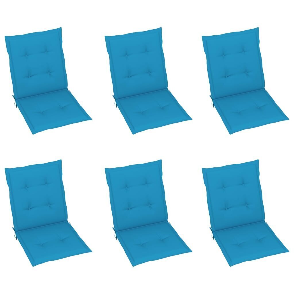 vidaXL dārza krēslu matrači, 6 gab., zili, 100x50x4 cm cena un informācija | Krēslu paliktņi | 220.lv
