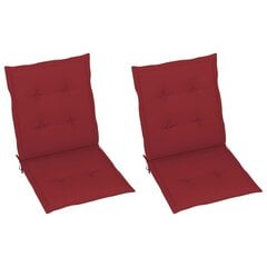 vidaXL dārza krēslu matrači, 2 gab., vīnsarkani, 100x50x4 cm cena un informācija | Krēslu paliktņi | 220.lv