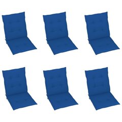 vidaXL dārza krēslu matrači, 6 gab., koši zili, 100x50x4 cm cena un informācija | Krēslu paliktņi | 220.lv