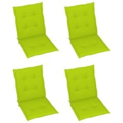 vidaXL dārza krēslu matrači, 4 gab., spilgti zaļi, 100x50x4 cm cena un informācija | Krēslu paliktņi | 220.lv