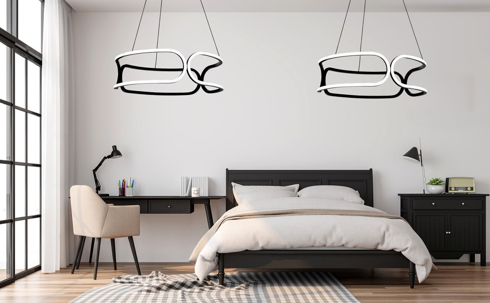 Piekaramā LED lampa ar pulti Modern Trio, Black cena un informācija | Piekaramās lampas | 220.lv