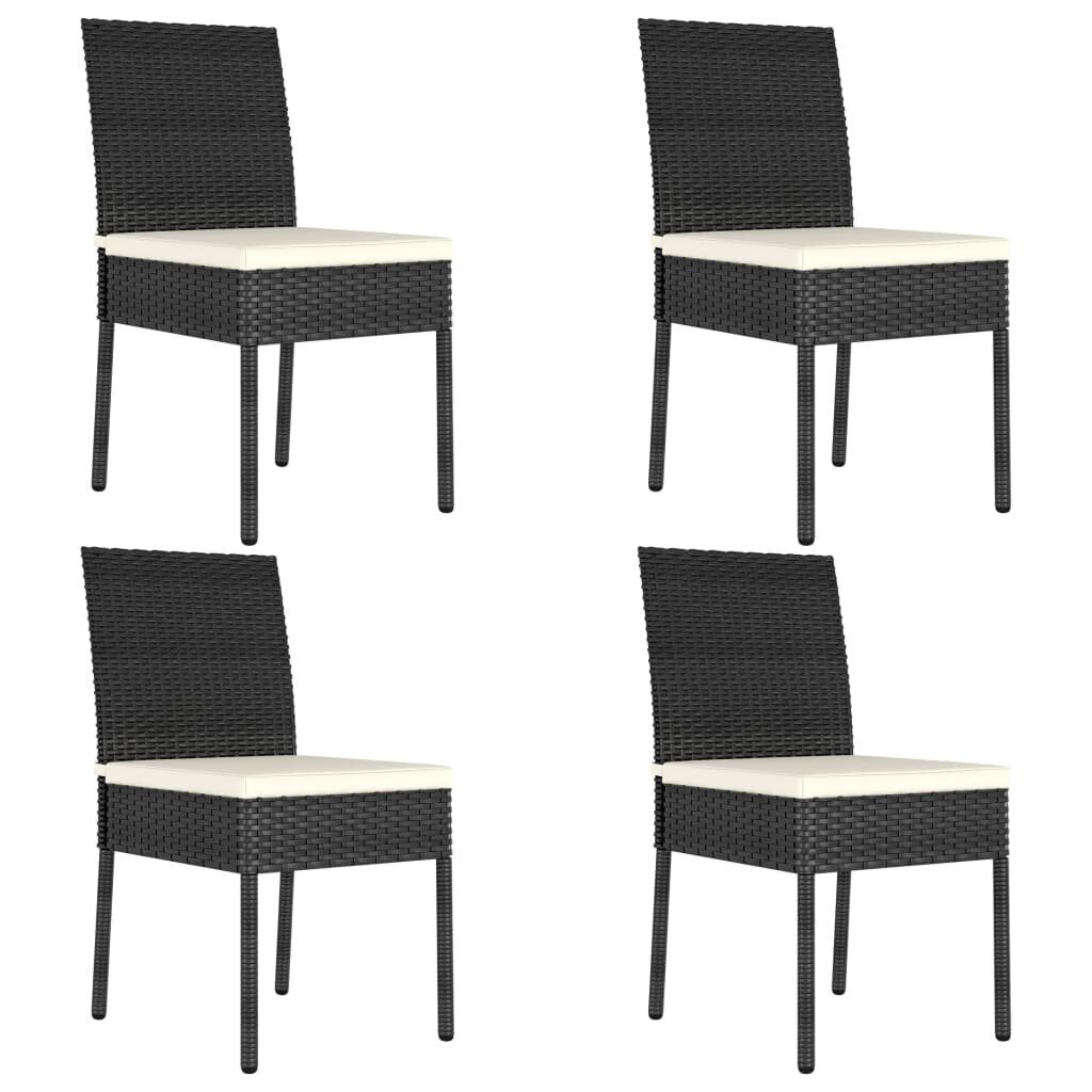 vidaXL dārza krēsli, 4 gab., PE rotangpalma, melni cena un informācija | Dārza krēsli | 220.lv