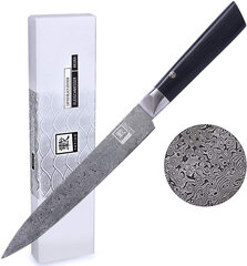 Японский нож из дамасской стали Oleio Zayiko, Black Edition, разделочный (Carving), 21 см цена и информация | Ножи и аксессуары для них | 220.lv