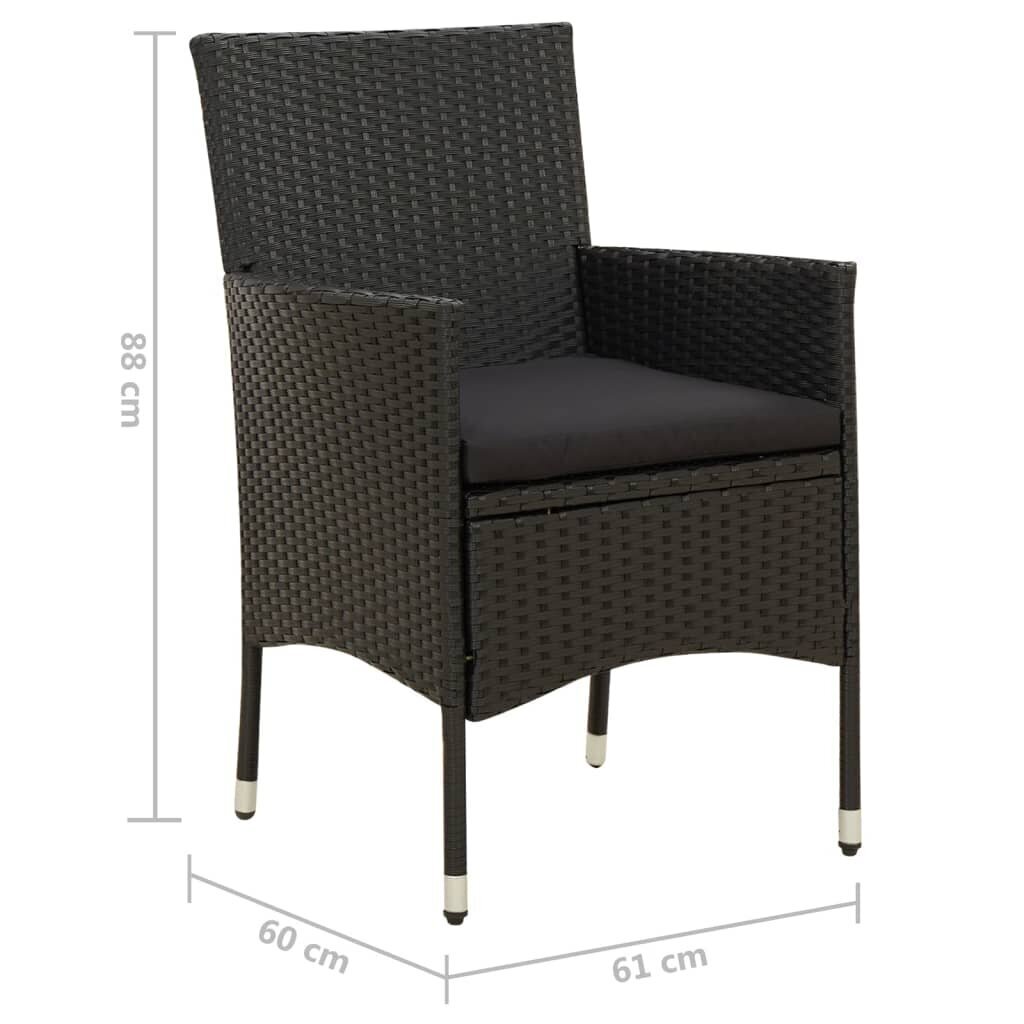 Dārza krēsli vidaXL, 2 gab., ar matračiem, melni цена и информация | Dārza krēsli | 220.lv