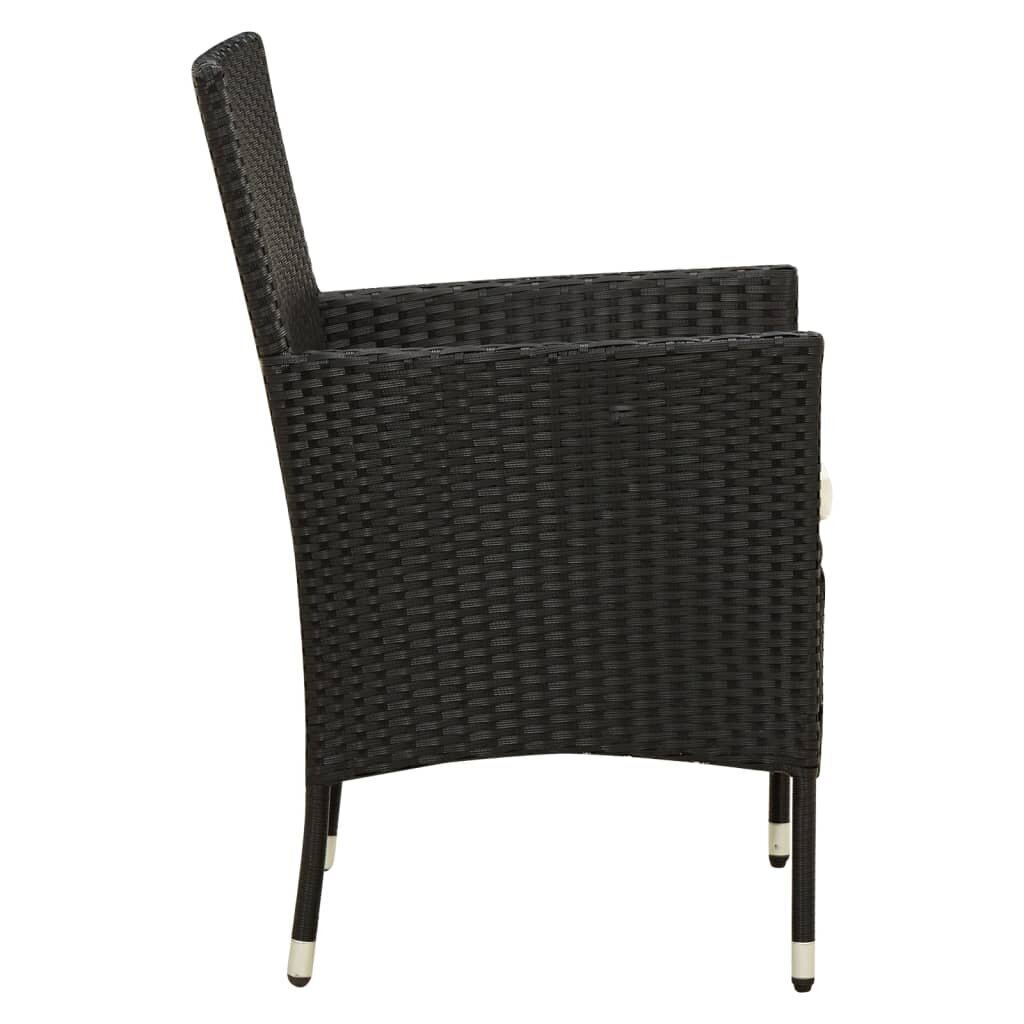 Dārza krēsli vidaXL, 4 gab., ar matračiem, melni cena un informācija | Dārza krēsli | 220.lv