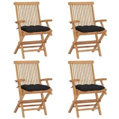 Dārza krēsli vidaXL, melni matrači, 4 gab. cena un informācija | Dārza krēsli | 220.lv