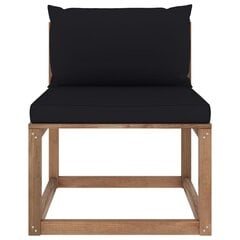 Vidējais dārza palešu dīvāns vidaXL ar melniem matračiem cena un informācija | Dārza krēsli | 220.lv