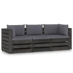 Trīsvietīgs dārza dīvāns ar matračiem vidaXL, pelēks цена и информация | скамейка со столиком | 220.lv