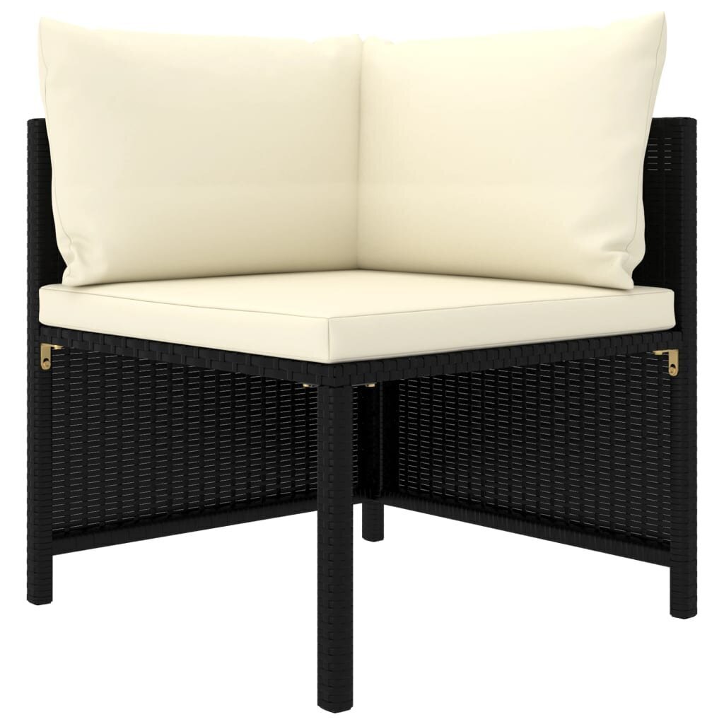 Moduļu stūra dīvāns ar spilveniem vidaXL, melns cena un informācija | Dārza krēsli | 220.lv